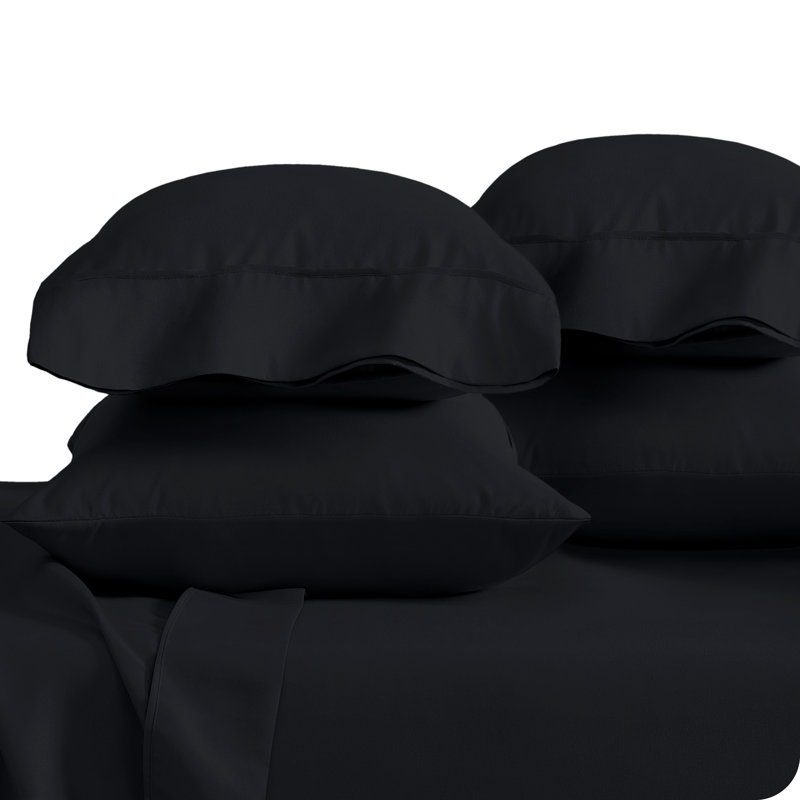 Housse de coussin en microfibre, Noir, 4 taies d'oreiller standard
