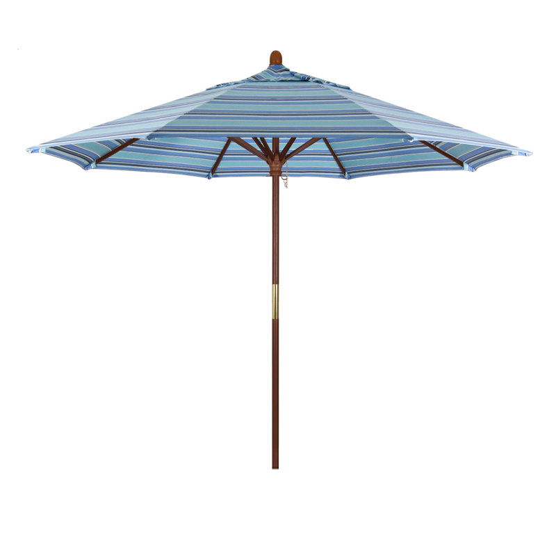 Parasol de marché octogonal 9 'x 9' Manford Austerio, Sunbrella® Dolce à rayures oasis