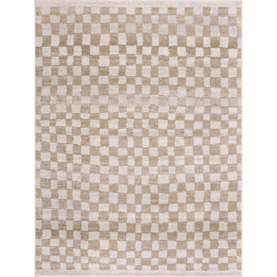Jasha Checkered Beige/Brown Area Rug