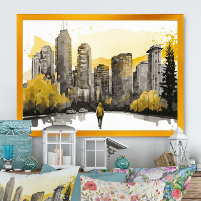 " Person Walking into Vancouver City I " Graphic Art Print