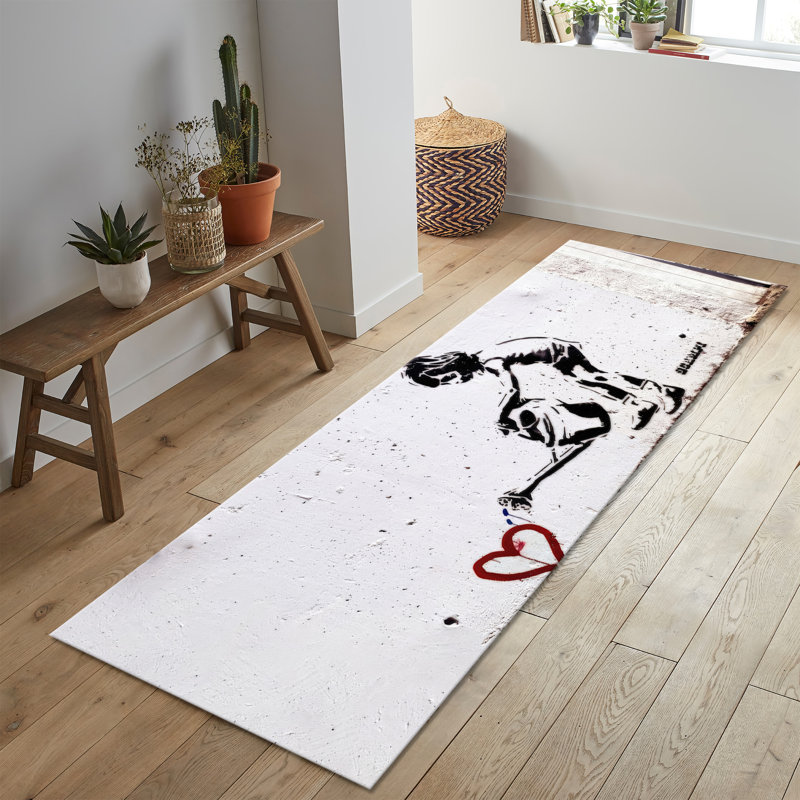 Decorative Non-Woven Thin-Type Rug with Artistic Geometric Prints for Indoor Home Décor, Rectangle 3'3" x 6'6"