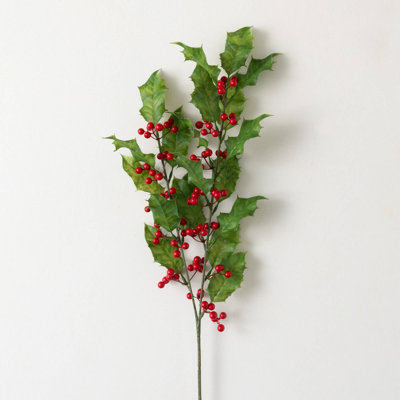 30" Artificial Delicate Red Holly Berry Christmas Spray