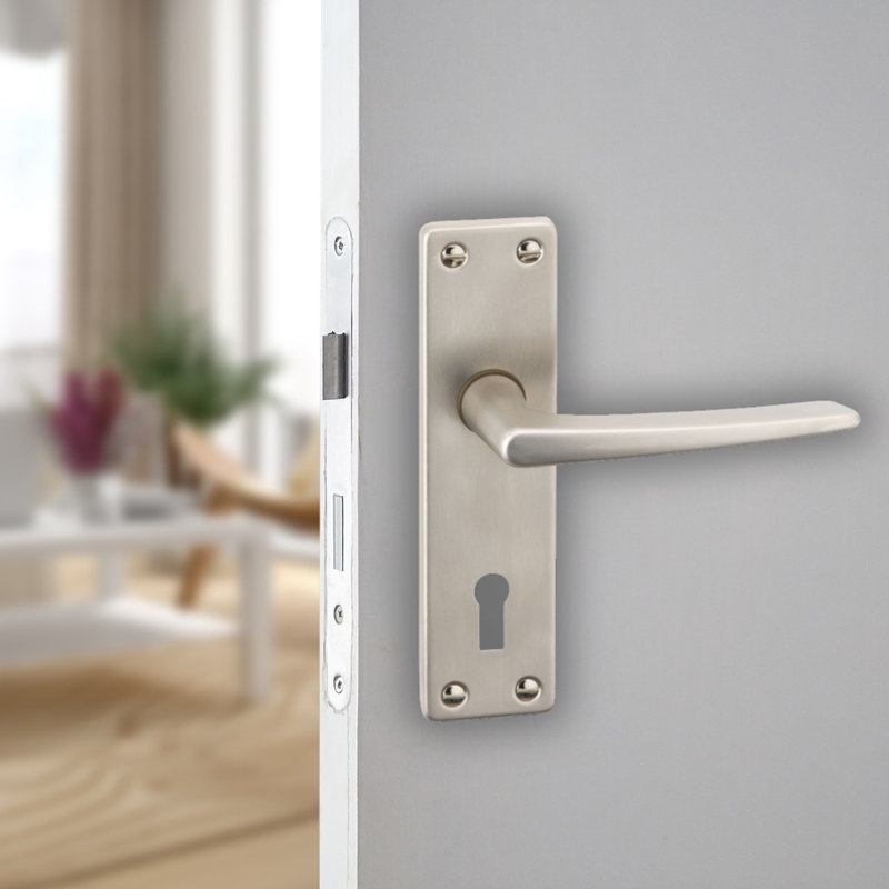 Door Handle, Satin Nickel Keyhole