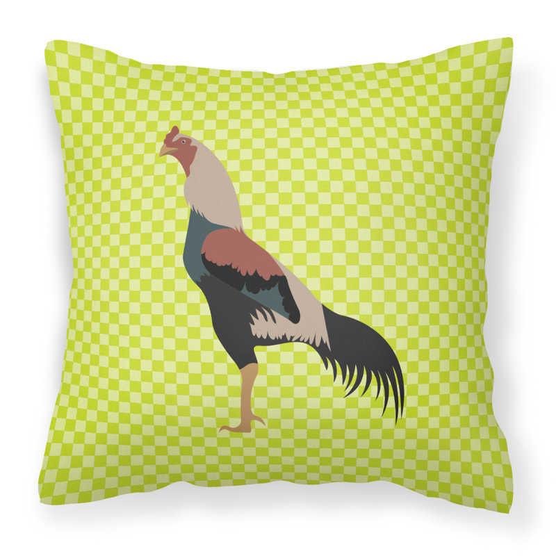 Coussin décoratif d’extérieur en toile carrée à contrôle de poulet, Vert, 18 po x 18 po