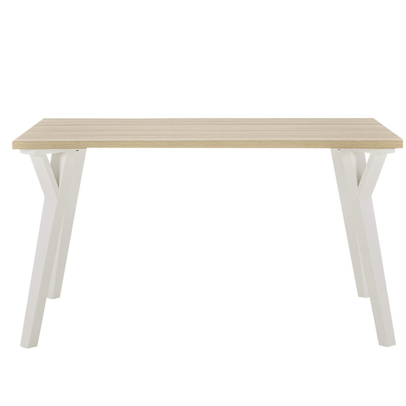 Table de salle à manger blanche et en bois naturel - construction, plateau, pouvant accueillir 6 personnes, mesurant l 34 po x P 55 po