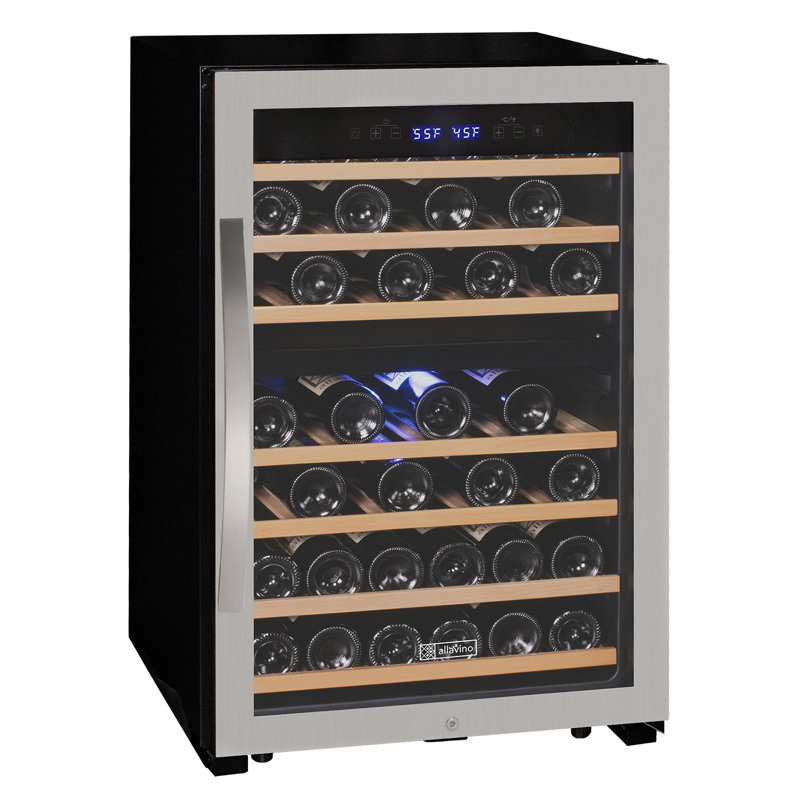 Stainless Steel Dual Zone Freestanding Wine Cooler with LED Lighting