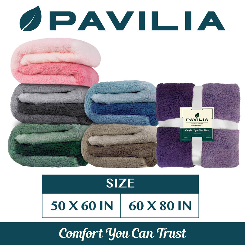 Twin Gradient Charcoal Gray Fleece Sherpa Reversible Throw Blanket