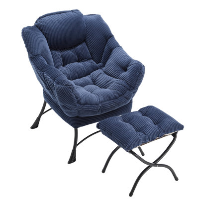 Lazy Chair With Ottoman, Soft Plush Key Chair, Ergonomic Leisure Chair With Storage Bag.