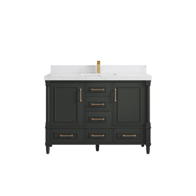 Ensemble de meuble-lavabo simple 48 po avec plateau en quartz Aberdeen