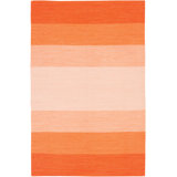 India Hand Loomed Cotton Modern Area Rug in Orange