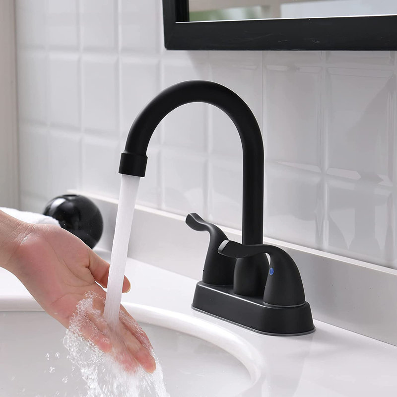 Robinet de salle de bain central noir à 2 poignées à 2 poignées