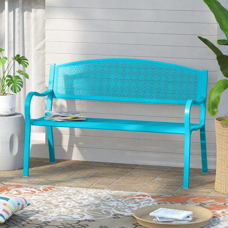 Banc de jardin en métal, banc de jardin, causeuse de patio, banc de parc, Bleu