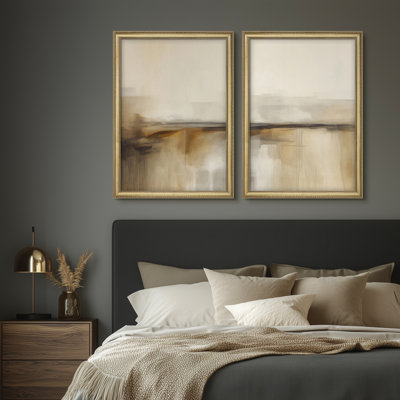 Ensemble de 2 encadrements muraux Premium Premium Vintage Fine Art Antique pour chambre à coucher - 26 po x 36 po
