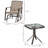 3 Piece Bistro Set Fabric Brown Outdoor Glider Chair With Coffee Table , 2 Patio Rocking Swing Chairs With Breathable Sling Glass Tabletop For Backyard Garden And Porch Mixed-256110576