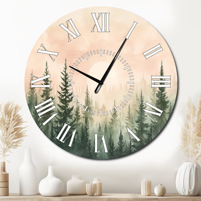 Horloge murale Blush Sunset Sky Woodland