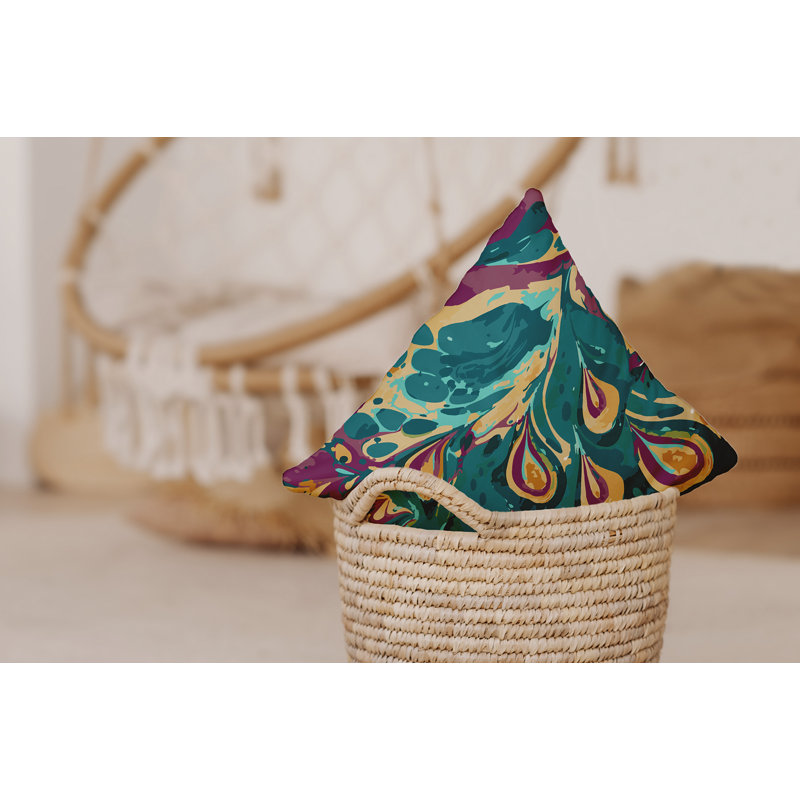 Housse et insert de coussin Happy Hippy Boho Splash, H 20 po x l 20 po, sarcelle