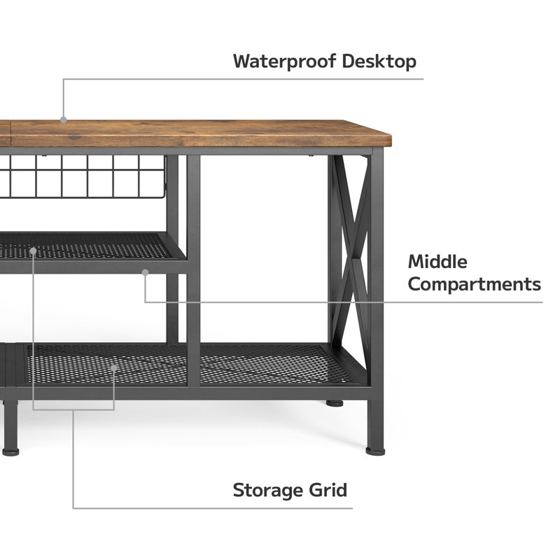 17 Stories 59.8'' Media Console,tv Stand For Tvs Up To 65", Rustic Brown