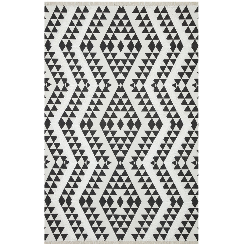 Tapis intérieur / extérieur rectangulaire en coton Iyleen, Rectangle 5 pi 1 po x 7 pi 7 po
