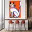 Playful White Cat Abstract Contemporary Cat Wall Art Print 1 Piece Wrapped Canvas Wall Art-718148970