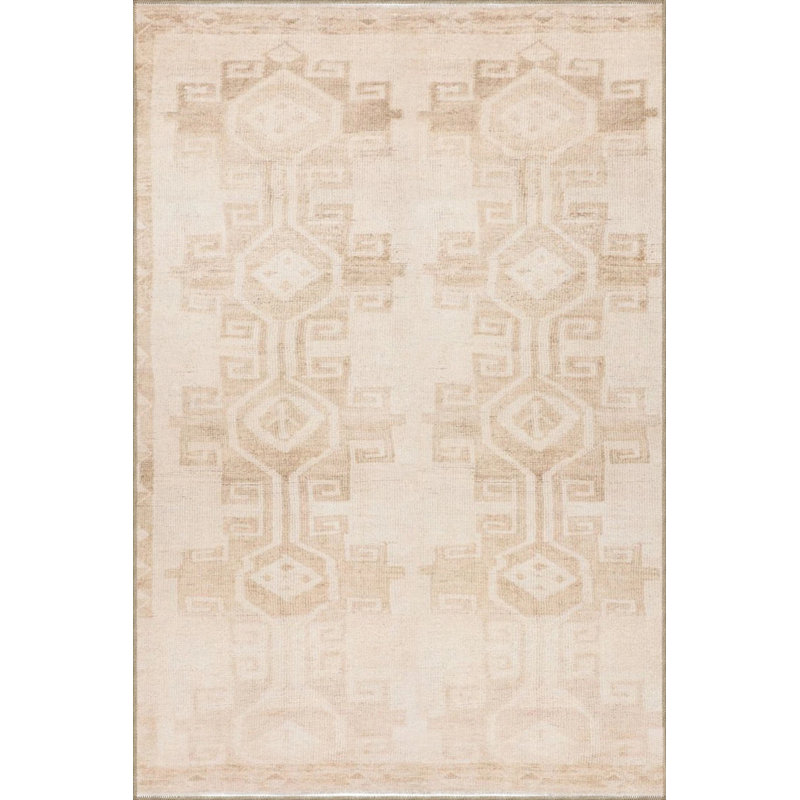 Tapis décoratif traditionnel à motif géométrique lavable, Rond 5 pi