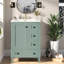 Meuble-lavabo vert clair compact avec lavabo en céramique, style moderne