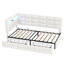 Beige Upholstered Twin Size Daybed With Charging Station, 2 Drawers, And Color - Changing Led Lights For Bedroom Comfort
