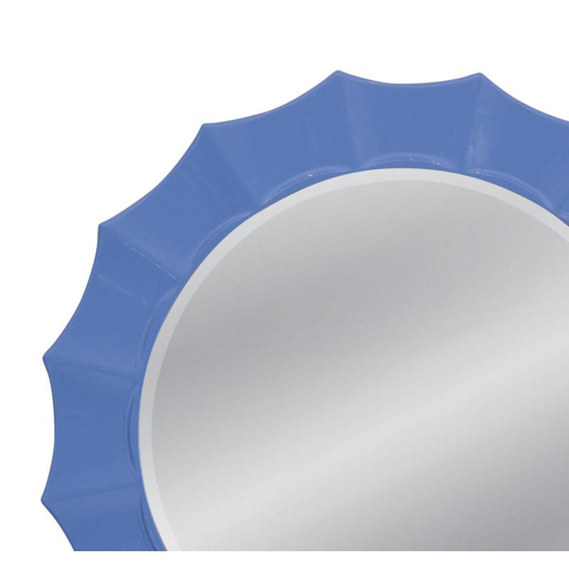 Miroir mural rond bleu avec cadre incurvé Altair, Bleu clair