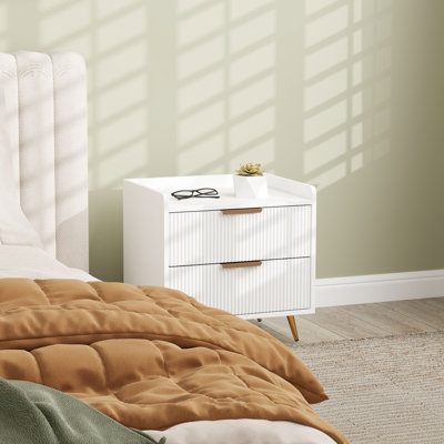 Table de chevet, table de chevet avec 2 tiroirs pour la chambre à coucher, blanc