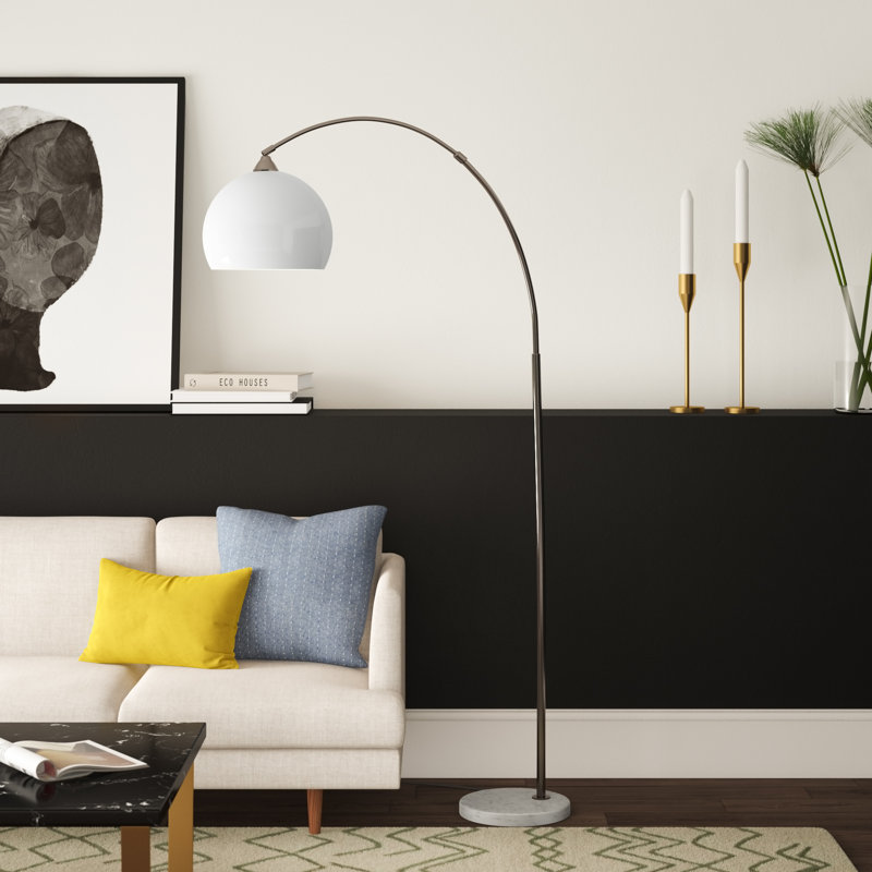 Lampe sur pied arquée 76 po Nasaiah, Argent brossé