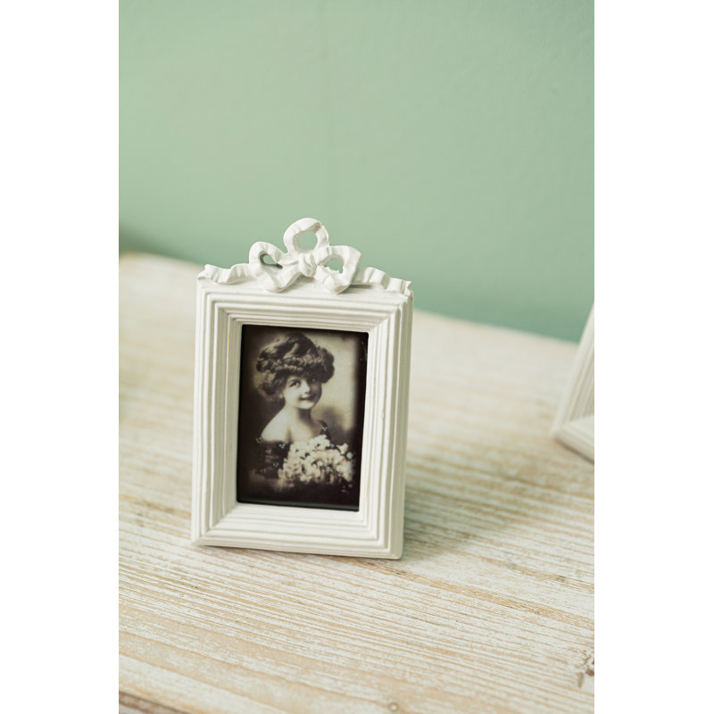 White Ceramic Embossed Picture Frame, 11cm x 14cm