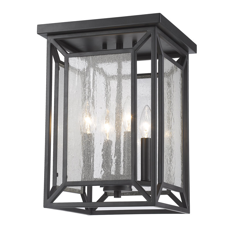 Luminaire suspendu rectangulaire 4 lumières lanternes Belkis