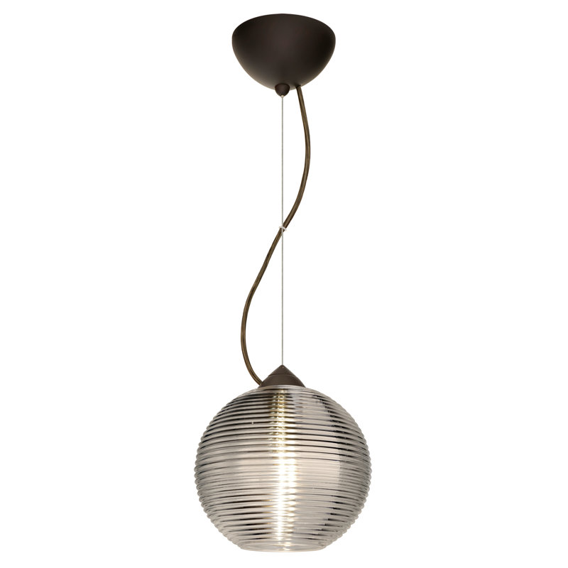 Luminaire sphère suspendu 1 lumières simple Kristall, Bronze brossé, Fumée