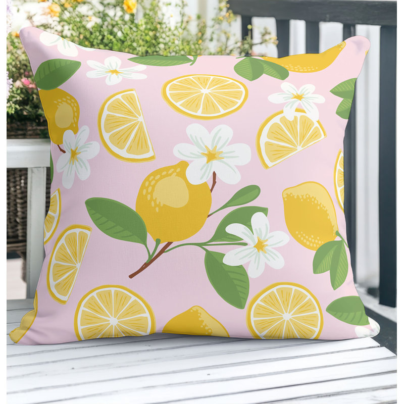 Coussin décoratif extérieur Lemmie, Carré 16 po, Rose