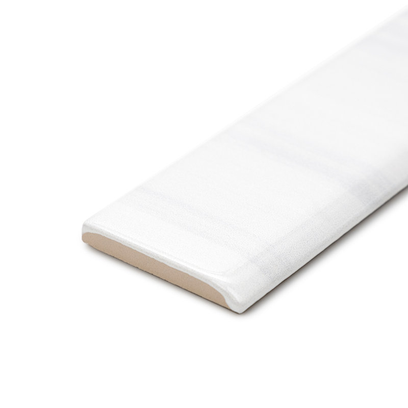 Soho 10" x 2" Polished Ceramic Bullnose Tile Trim in White, Blanco