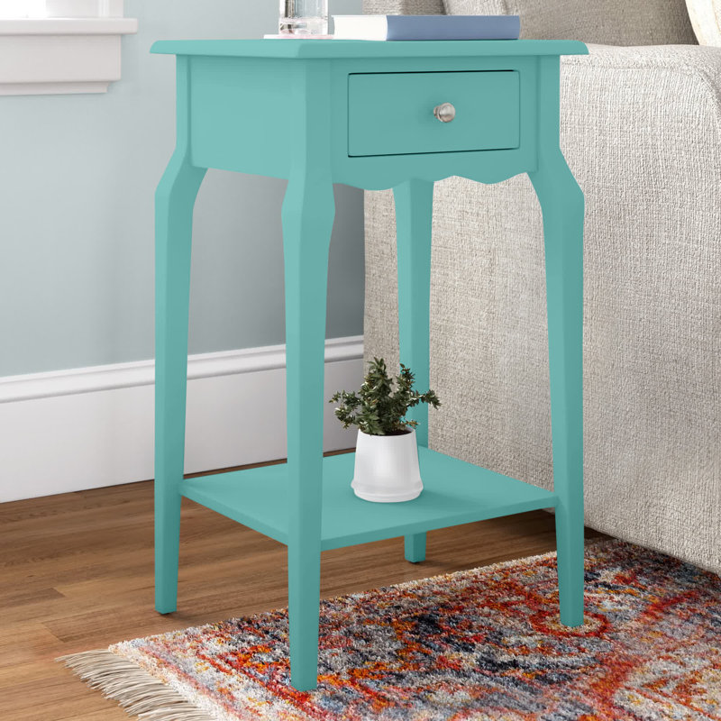 Hague End Table with Storage, Marine Green