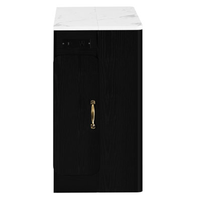 Modern Extendable Table With Removable Middle Leaves, Rolling Function, Power Outlet, And Storage, Black Marble White Finish Dining For Diverse Scenar