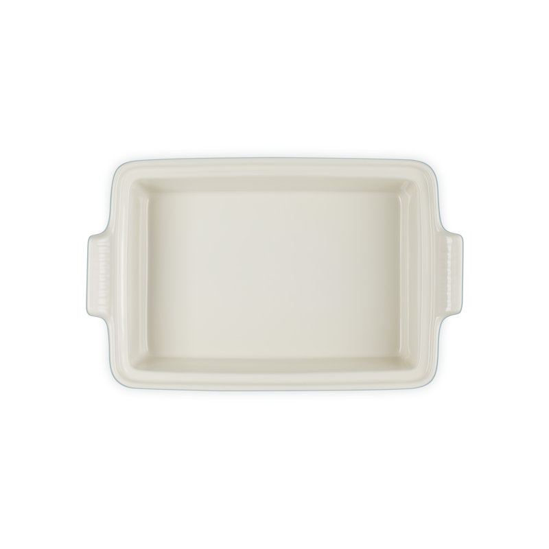 White Stoneware Non-Stick Rectangular Casserole with Lid
