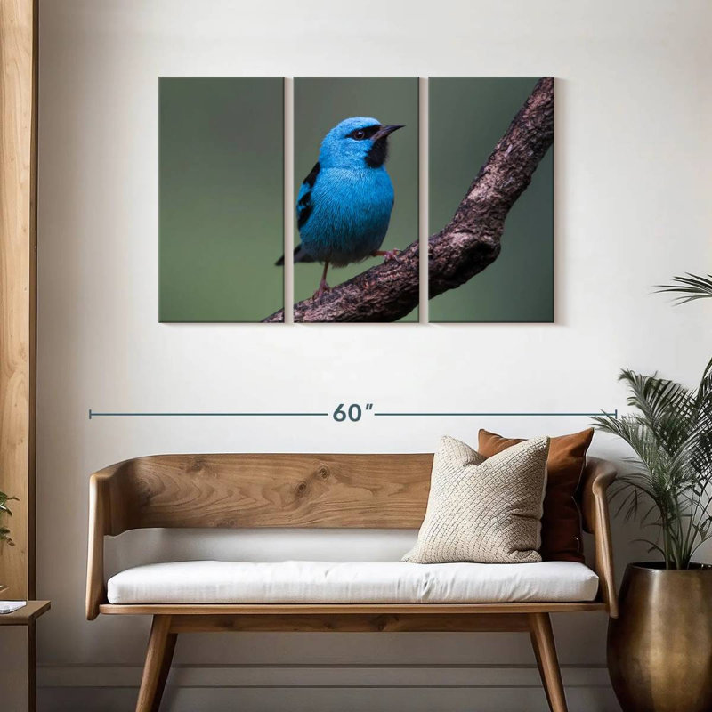 Vivid Blue Bird, 28" H x 45" W