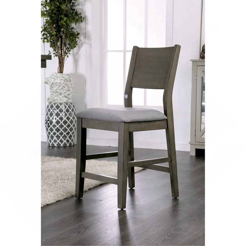 Ensemble de chaises de salle à manger grises à hauteur de comptoir rembourrées en tissu de 2 pièces