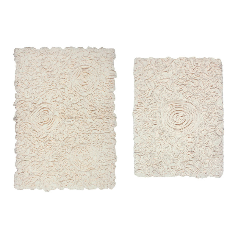 Tapis 100% coton lavable à la machine de la collection Bell Flower (ensemble de 2), L 17 po x L 24 po, l 21 po x L 34 po