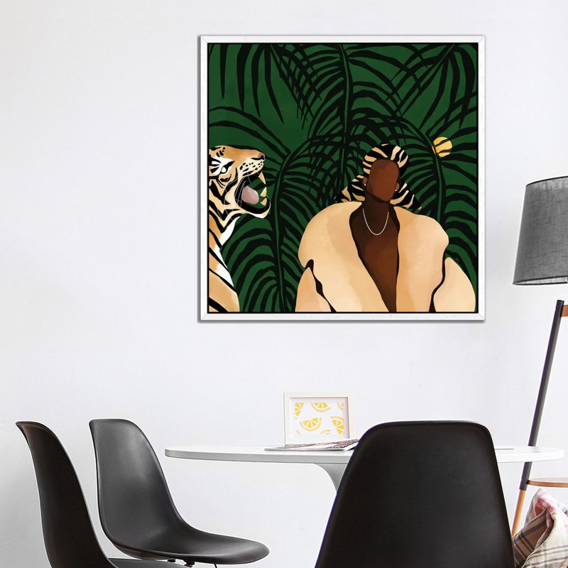 In The Wild (Green) by Bria Nicole - Print on Canvas, White Framed, 93.98 cm H x 93.98 cm W