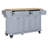 Kitchen Island With Rubber Wood Countertop, Kitchen Cart On 5 Wheels With Storage Cabinet And 2 Top Drawers And A Center Double Layered Storage Drawer For Dinning Room-1394408876