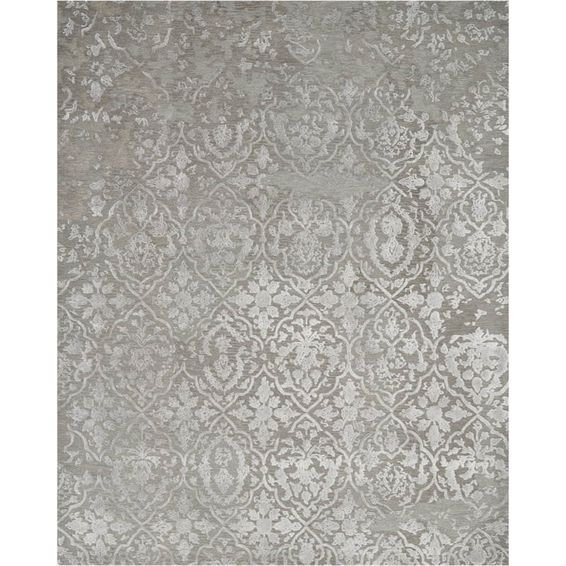 Trevethan Viscose Damask Indoor Rug, Rectangle 3'9" x 5'9"