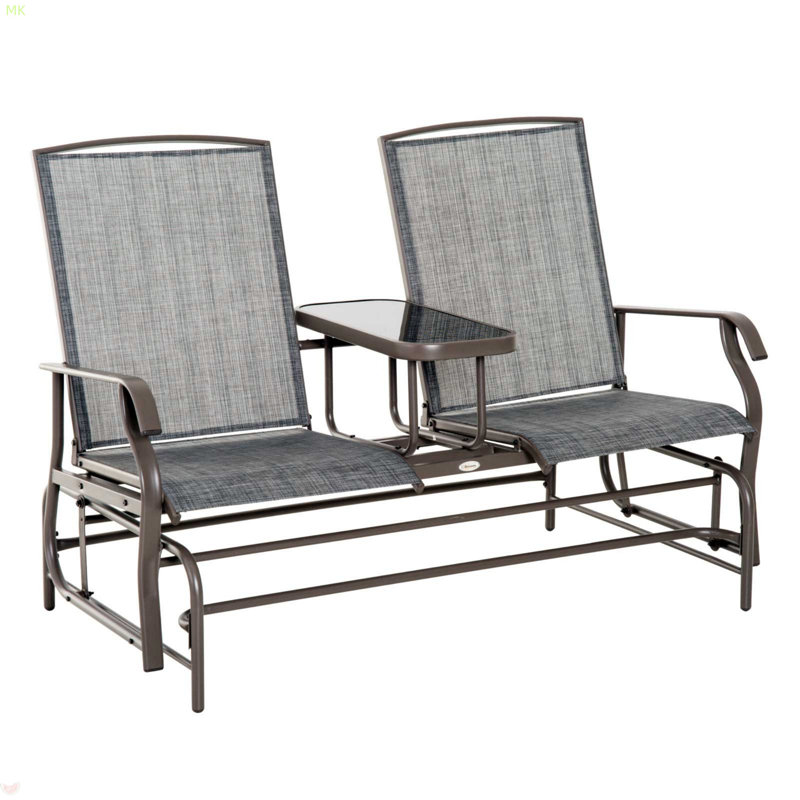 Outdoor Glider Bench With Center Table