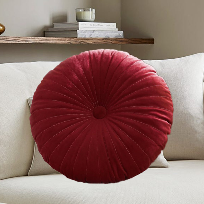 Coussin décoratif en velours 18 po Pumpkin Seat, Rouge