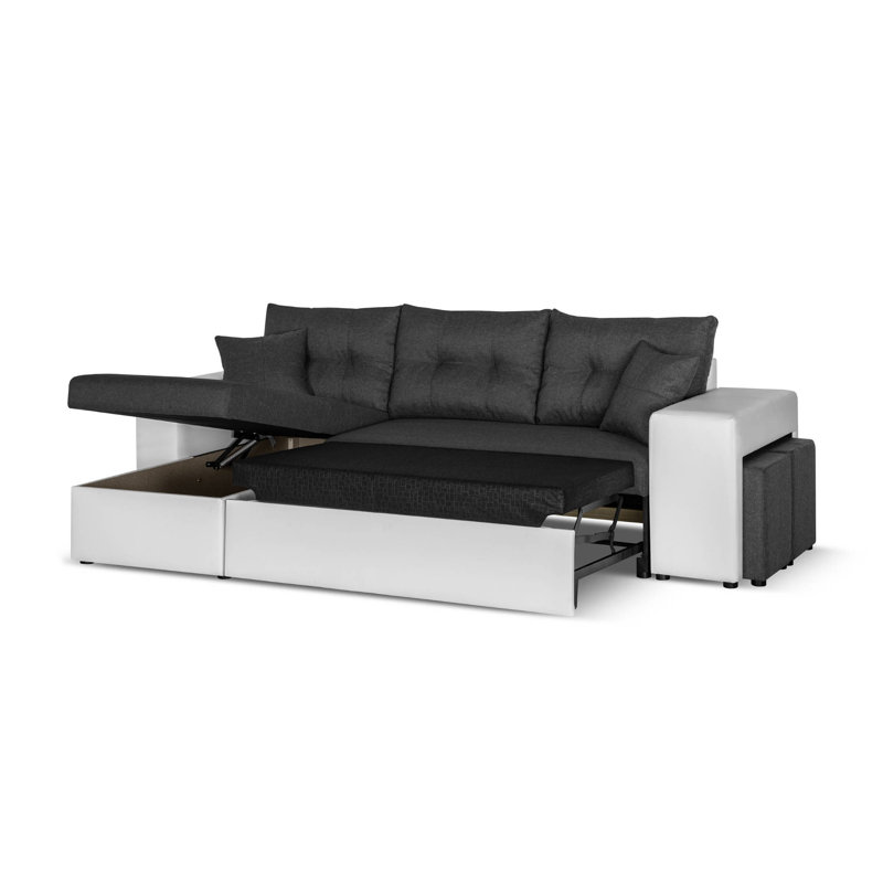 4 Seater Sofa Bed, White/Grey