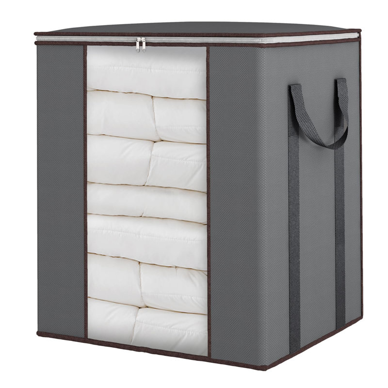 Extra Large Blanket Storage Bags 120L Comforter Storage Bags With Reinforced Handles Breathable Clothes Storage Containers Grey