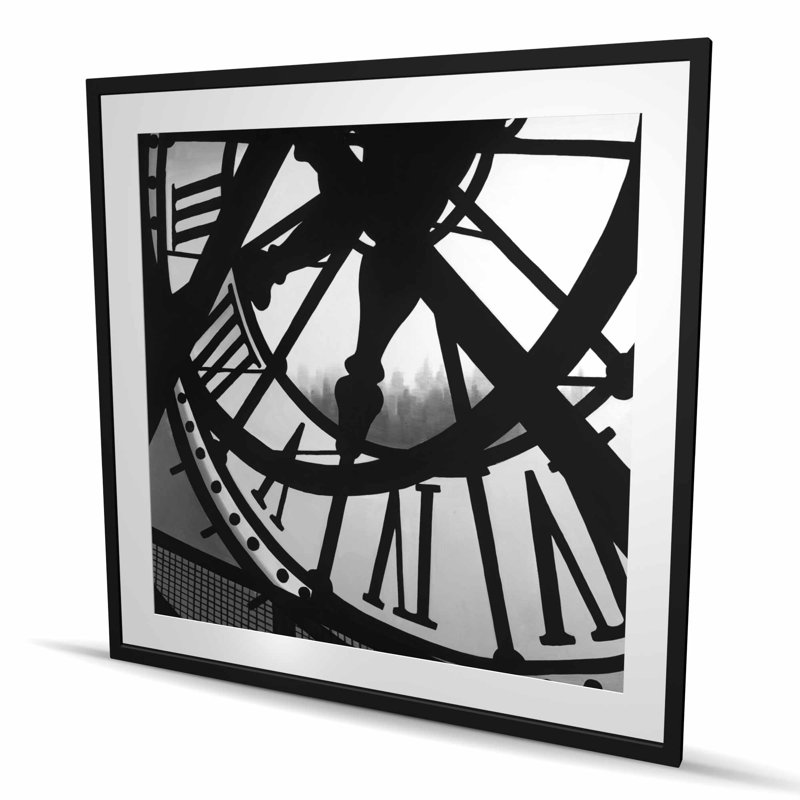 Horloge géante au musée d'Orsay - reproduction encadrée avec passe-partout, H 48 po x l 48 po, Noir