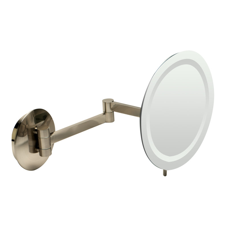 Miroir grossissant et lumineux mural, Nickel brossé