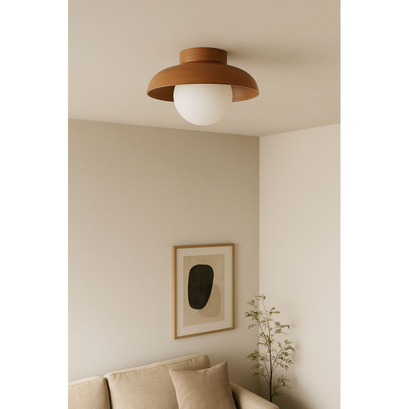 Elegant Wall Lamp with Wooden Body, Oak & White Finish, 9.5 x 4.7 x 9.4 inches | Glass Cap Ø9.4 x 9.4 inches | 1 x G9 Socket, Max 10W | Stylish Lighting for Home Decor, Living Room & Bedroom Use, IP20 Rated